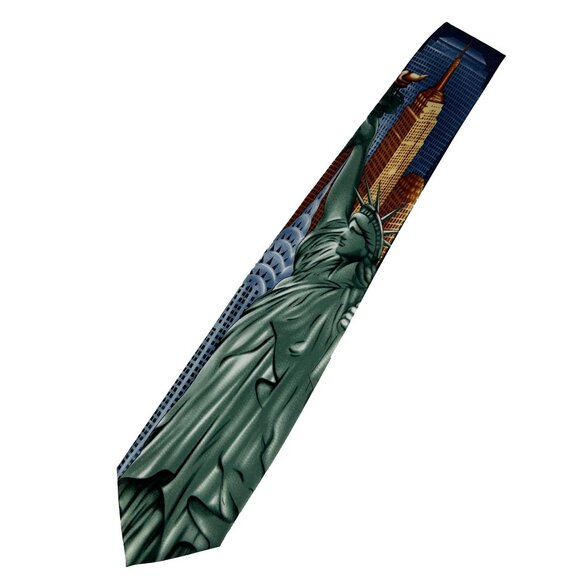 Vintage Rene Chagal Statue of Liberty Tie Necktie New York Empire State Building - Picture 1 of 10